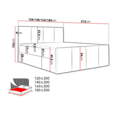 Bett mit Matratze und Lattenrost LOLA – 160x200, blau 3 + KOSTENLOSER Topper