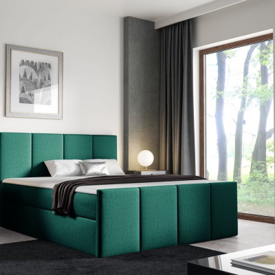 Bett mit Matratze und Lattenrost LOLA – 160x200, grün 2 + KOSTENLOSER Topper