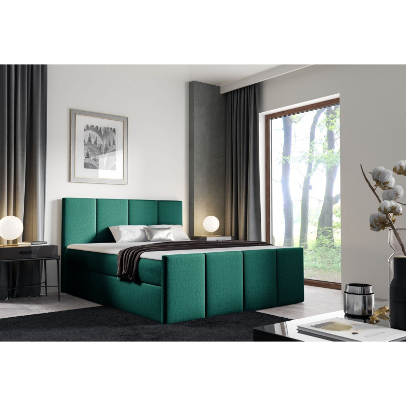 Bett mit Matratze und Lattenrost LOLA – 160x200, grün 2 + KOSTENLOSER Topper