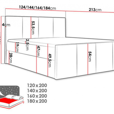 Bett mit Matratze und Lattenrost LOLA – 160x200, weißes Öko-Leder + KOSTENLOSER Topper