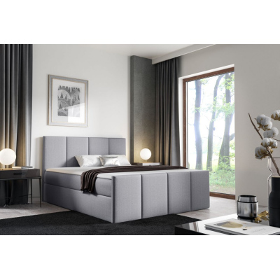 Bett mit Matratze und Lattenrost LOLA – 160x200, grau 2 + KOSTENLOSER Topper