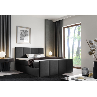 Bett mit Matratze und Lattenrost LOLA – 140x200, schwarz + KOSTENLOSER Topper