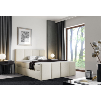 Bett mit Matratze und Lattenrost LOLA – 120x200, beige 2 + KOSTENLOSER Topper