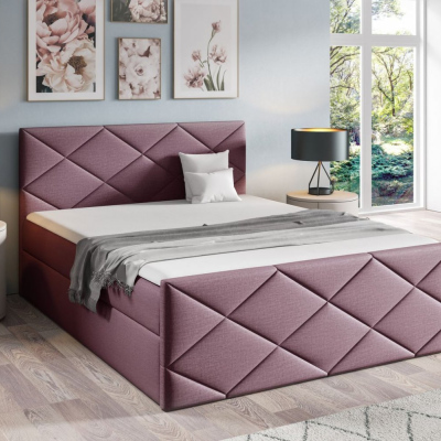 Bett mit Matratze und Lattenrost HALKA – 200x200, lila 1 + KOSTENLOSER Topper