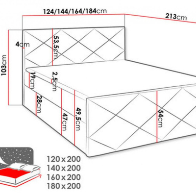 Bett mit Matratze und Lattenrost HALKA – 180x200, lila 2 + KOSTENLOSER Topper