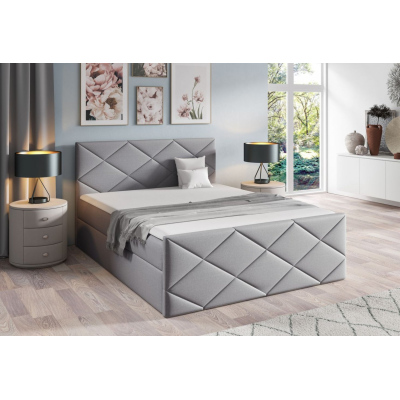 Bett mit Matratze und Lattenrost HALKA – 180x200, grau 2 + KOSTENLOSER Topper