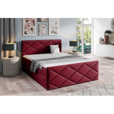 Bett mit Matratze und Lattenrost HALKA – 120x200, rot 2 + KOSTENLOSER Topper