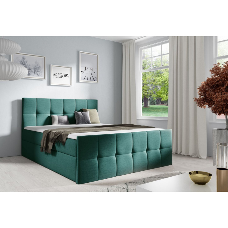 Doppelbett CHLOE – 200x200, grün 2 + GRATIS-Topper