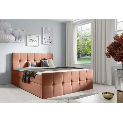 Doppelbett CHLOE – 200x200, Lachs + GRATIS-Topper