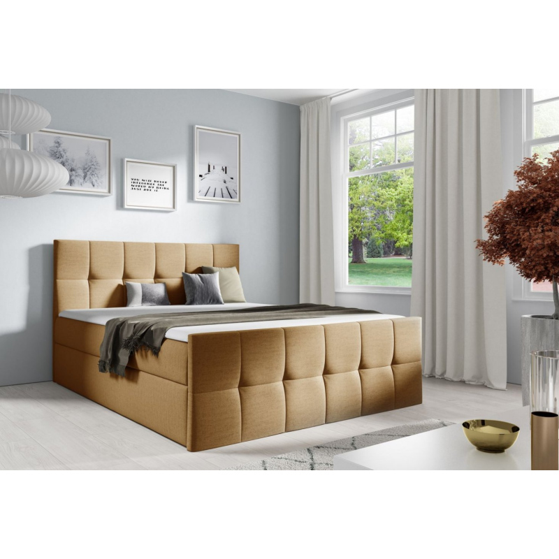 Doppelbett CHLOE – 200x200, hellbraun + GRATIS-Topper