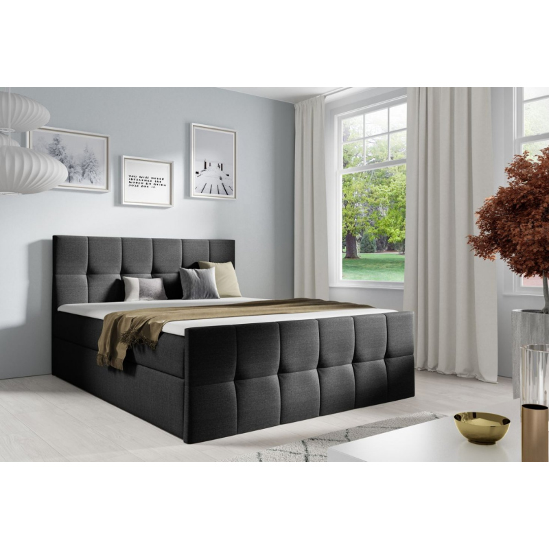 Doppelbett CHLOE – 200x200, schwarz + GRATIS-Topper