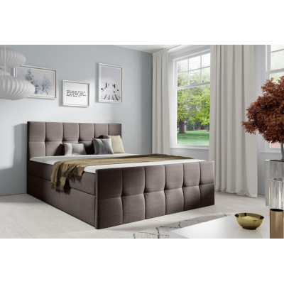 Doppelbett CHLOE – 200x200, braun + GRATIS-Topper