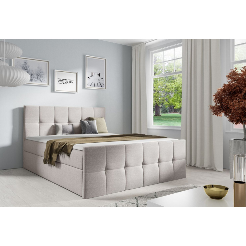 Doppelbett CHLOE – 200x200, beige 2 + GRATIS-Topper