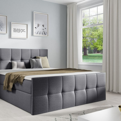 Doppelbett CHLOE – 200x200, grau + GRATIS-Topper