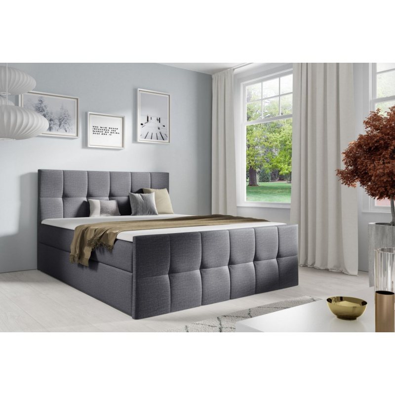 Doppelbett CHLOE – 200x200, grau + GRATIS-Topper