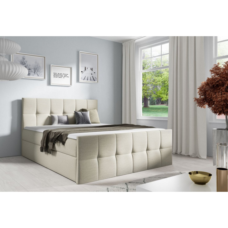 Doppelbett CHLOE – 200x200, beige 1 + GRATIS-Topper