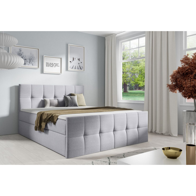 Doppelbett CHLOE – 180x200, hellgrau 2 + GRATIS-Topper