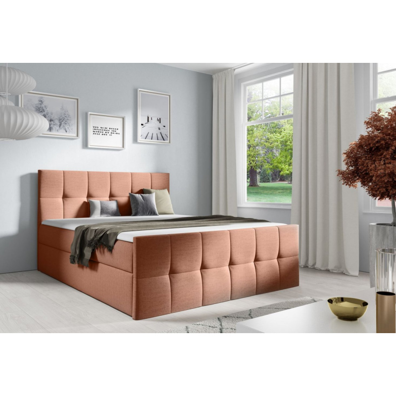 Doppelbett CHLOE – 160x200, Lachs + GRATIS-Topper