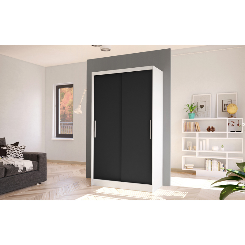 Moderner Kleiderschrank BRUNO 1 – Breite 100 cm, weiß / schwarz