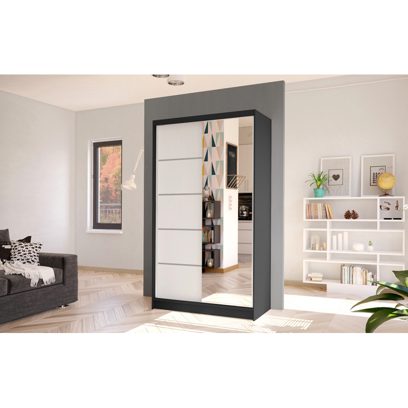 Eleganter Kleiderschrank ARINI 3 – Breite 100 cm, schwarz / weiß