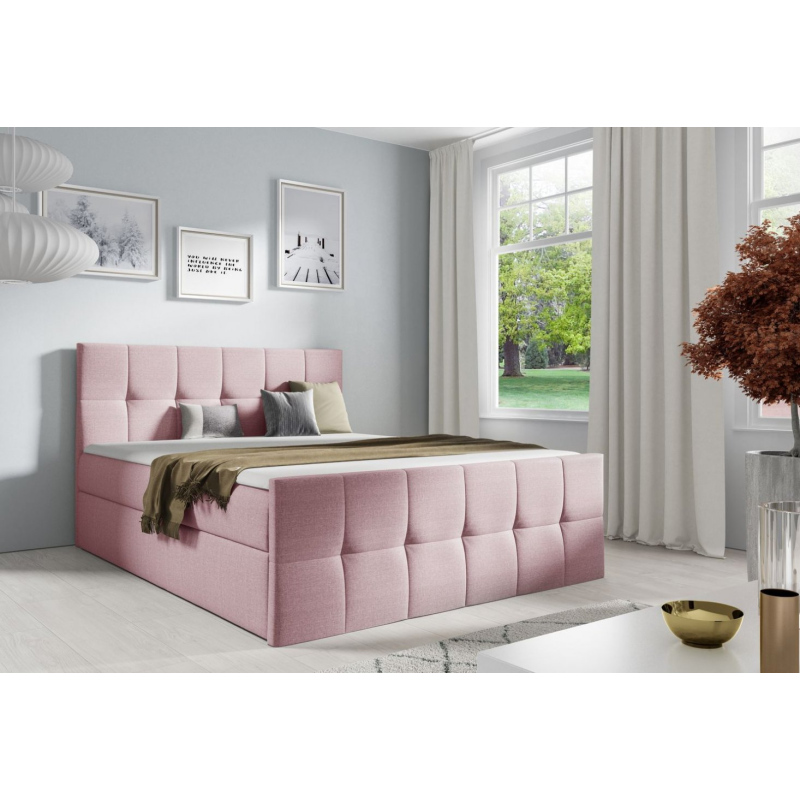 Einzelbett CHLOE – 120x200, rosa + Gratis-Topper