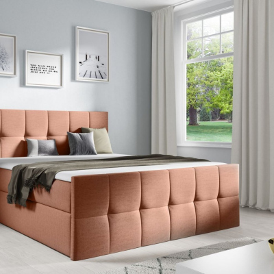 Einzelbett CHLOE – 120x200, Lachs + Gratis-Topper