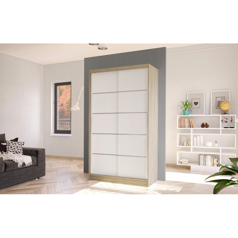 Eleganter Kleiderschrank ARINI 4 – Breite 100 cm, Sonoma-Eiche / weiß