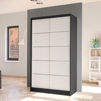 Eleganter Kleiderschrank ARINI 4 – Breite 100 cm, schwarz / weiß