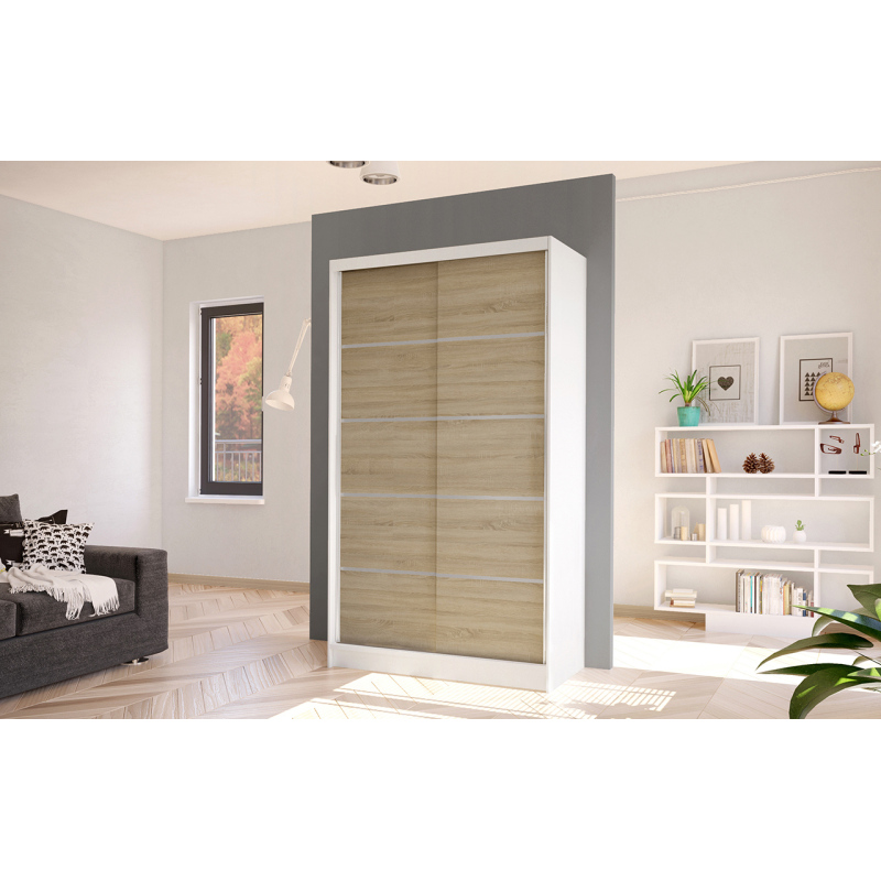 Eleganter Kleiderschrank ARINI 4 – Breite 100 cm, weiß / Sonoma-Eiche