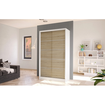 Eleganter Kleiderschrank ARINI 4 – Breite 100 cm, weiß / Sonoma-Eiche