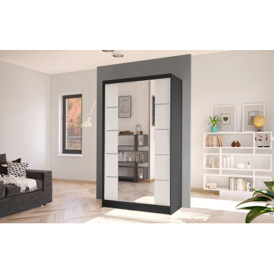 Eleganter Kleiderschrank ARINI 5 – Breite 100 cm, schwarz / weiß