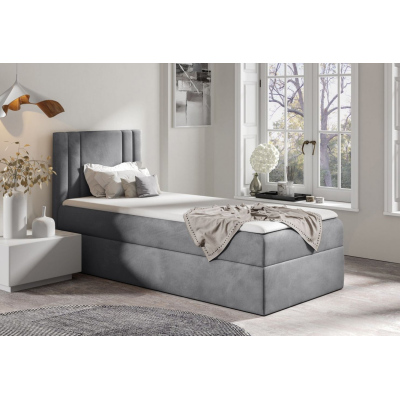 Boxspringbett CELESTA MINI – 100x200, Grau + GRATIS Topper