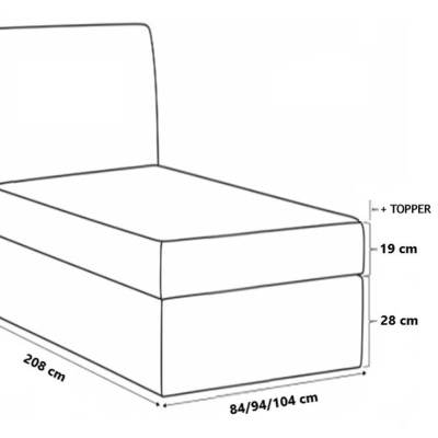 Boxspringbett CELESTA MINI – 100x200, Grau + GRATIS Topper