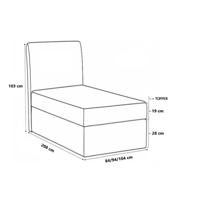 Boxspringbett CELESTA MINI – 100x200, Grau + GRATIS Topper