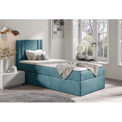 Boxspringbett CELESTA MINI – 100x200, Blau + GRATIS Topper