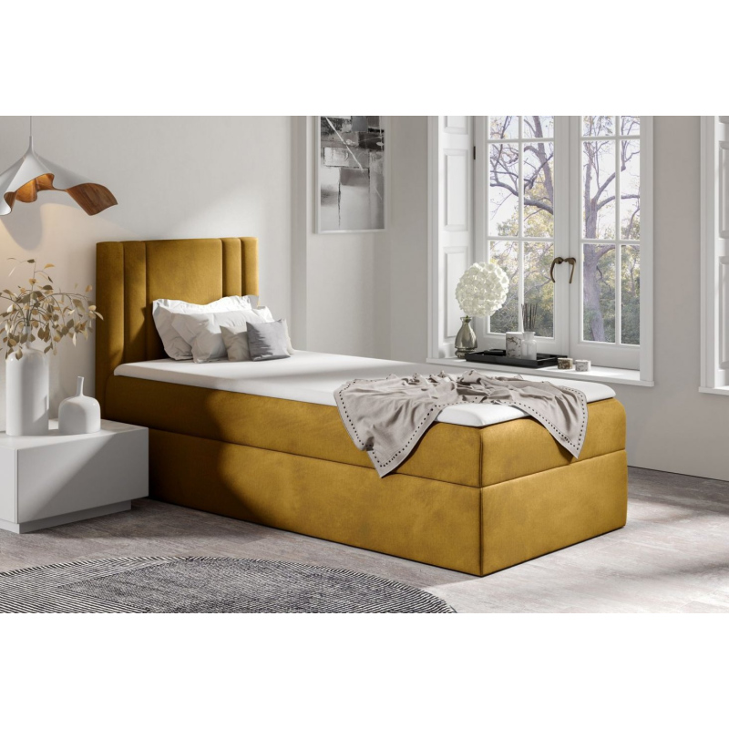 Boxspringbett CELESTA MINI – 100x200, Gelb + GRATIS Topper