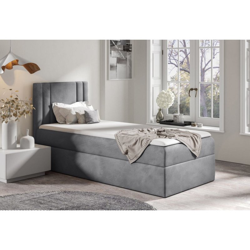 Boxspringbett CELESTA MINI – 80x200, Grau + GRATIS Topper