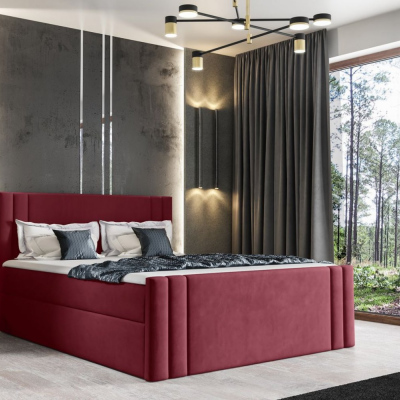 Boxspringbett CELESTA – 200x200, Rot + GRATIS Topper