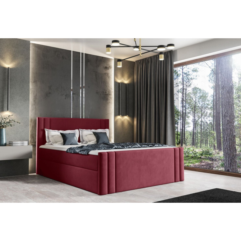 Boxspringbett CELESTA – 200x200, Rot + GRATIS Topper