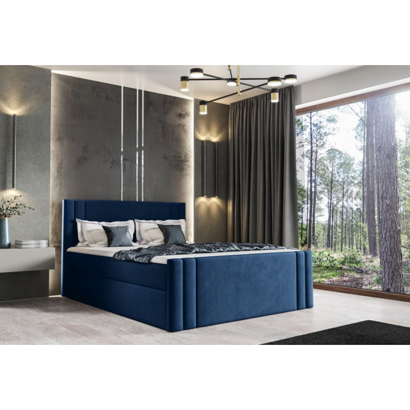 Boxspringbett CELESTA – 200x200, Blau + GRATIS Topper