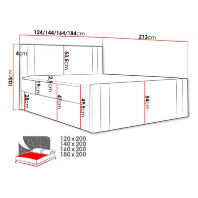 Boxspringbett CELESTA – 200x200, Blau + GRATIS Topper