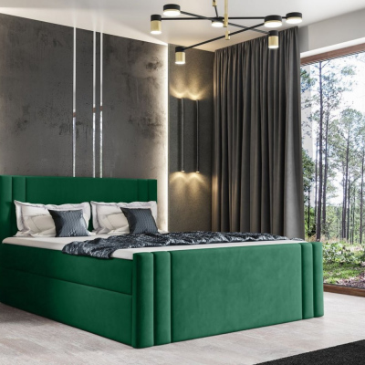 Boxspringbett CELESTA – 140x200, Grün + GRATIS Topper