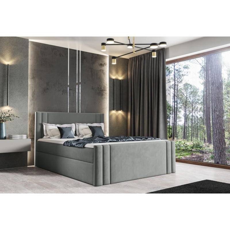 Boxspringbett CELESTA – 180x200, Grau + GRATIS Topper