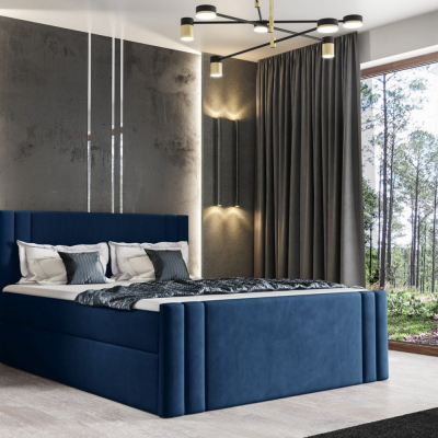 Boxspringbett CELESTA – 180x200, Blau + GRATIS Topper