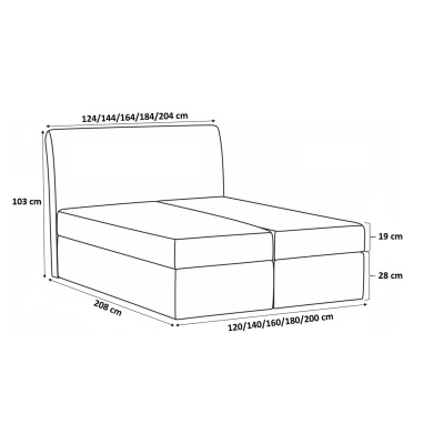 Polsterbett REX – 200x200, Grau + GRATIS Topper