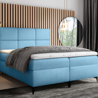 Designbett FIZA – 200x200, Blau + GRATIS Topper