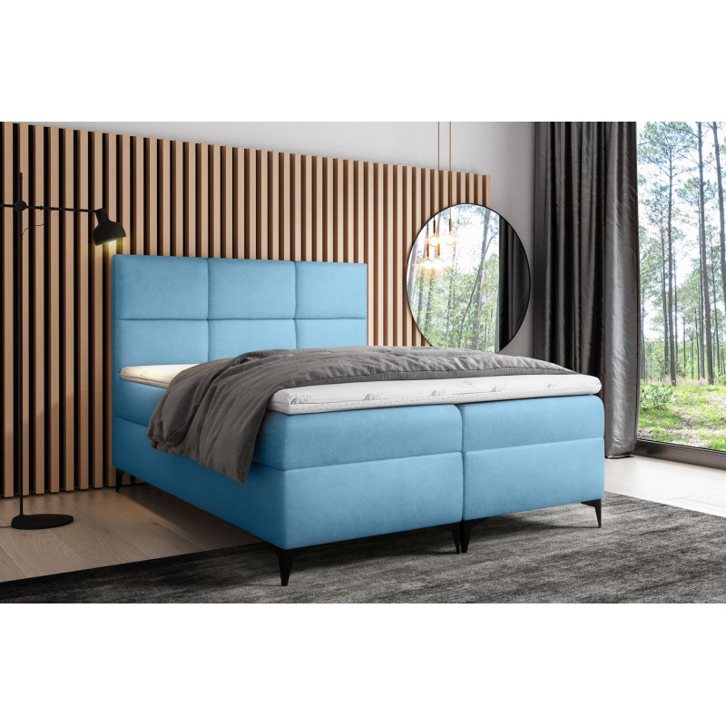 Designbett FIZA – 200x200, Blau + GRATIS Topper