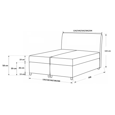 Designbett FIZA – 200x200, Blau + GRATIS Topper