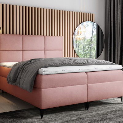 Designbett FIZA – 200x200, Rosa + GRATIS Topper