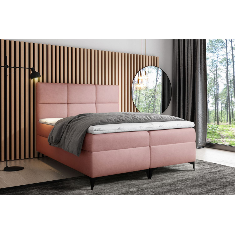 Designbett FIZA – 200x200, Rosa + GRATIS Topper